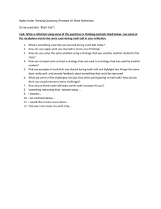 Higher Order Thinking Questions/ Prompts for Math Reflections