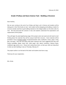 Grade 4 Pulleys and Gears Science Task – Building a Structure