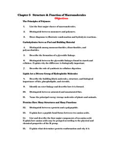 Chapter 5 Structure & Function of Macromolecules Objectives