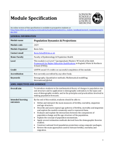 2429 Population Dynamics & Projections Module Specification