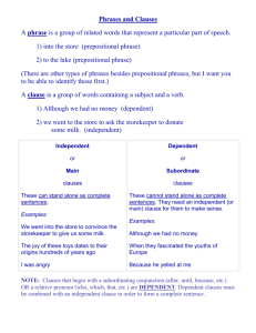 Types of Phrases and Clauses