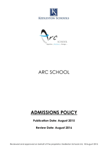 Admissions Policy - ARC School