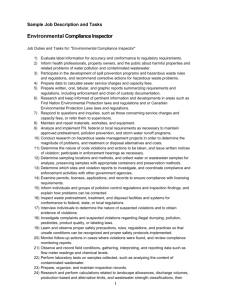 Environmental Compliance Inspector Job Description Sample