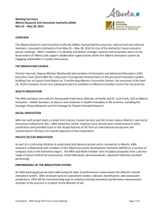 Meeting Summary Alberta Research and Innovation Authority (ARIA