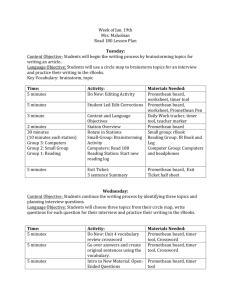 Week of Jan. 19th Mrs. Mahobian Read 180 Lesson Plan Tuesday