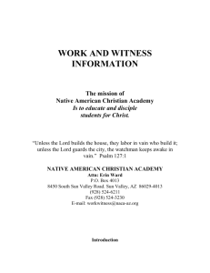 WORK AND WITNESS - Sun Valley Indian School