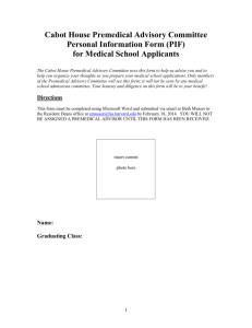 Personal Information Form (Due 2/17/15)