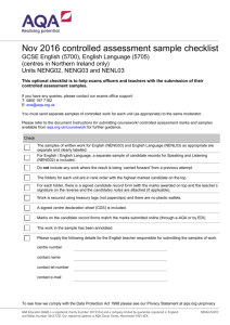 Nov 2016 controlled assessment sample checklist