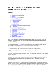 lexical choice: towards writing problematic word lists