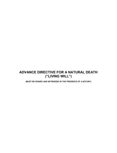 ADVANCE DIRECTIVE FOR A NATURAL DEATH (“LIVING WILL”)
