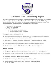 2015 Rocklin Soccer Club Scholarship Program