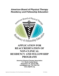 Reaccreditation Application for Non-Clinical Residency and