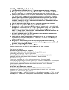 INS Biology Fall 2003 Topical Review Outline