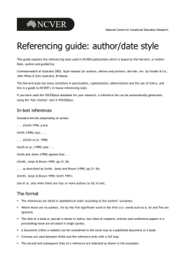 Guide to NCVER`s Referencing Style