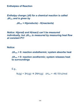 Enthalpy Worksheet 4/14