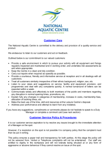 Customer Service Policy - National Aquatic Centre
