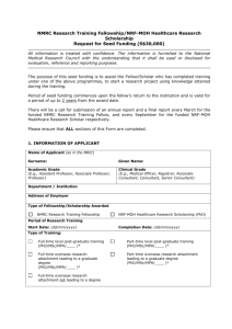 Application Form for Seed Funding for NMRC Fellowship/MOH