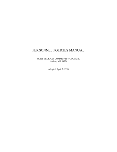 PERSONNEL POLICIES MANUAL