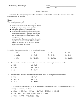 ASSIGNING OXIDATION NUMBERS WORKSHEET