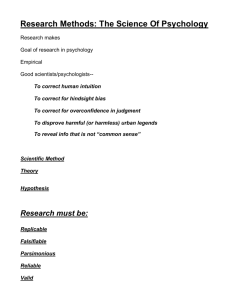 Research Methods: The Science Of Psychology