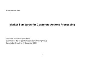 Market Standards on Corporate Actions Processing