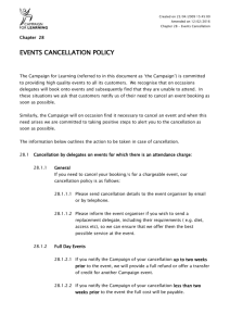 LSN Events Cancellation and Booking Fees Policy