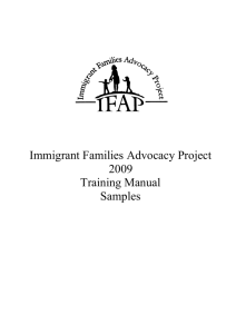 IFAP 2009 Manual – Samples - Immigrant Families Advocacy Project