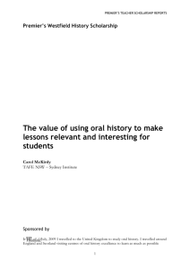 The value of using oral history to make lessons relevant and