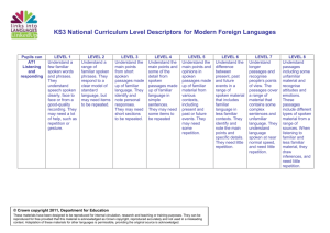 KS3 National Curriculum Level Descriptors for Modern Foreign