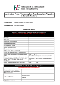 Application Form – Temporary Part Time Consultant Physician in