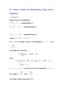 11.7 Fisher`s discriminant function: several populations