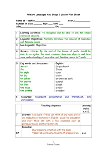 Primary Languages Key Stage 2 Lesson Plan Sheet