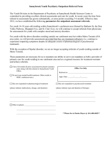 Sunnybrook Youth Psychiatry Outpatient Referral Form