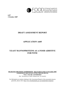 draft assessment report application a605 yeast mannoproteins as a
