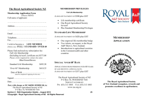 Membership Application Form - Royal Agricultural Society of NZ