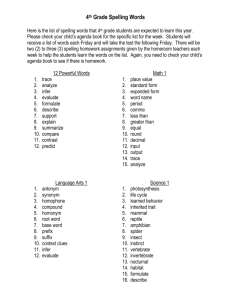4th Grade Spelling Words - Anderson County Schools