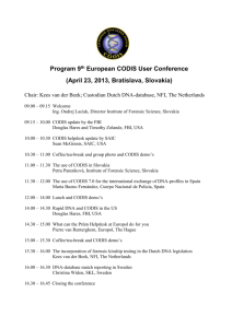 Draft program 6th European CODIS User Conference