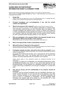 Sample of Patient Information Sheet and Consent Form