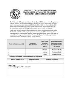 university of phoenix institutional review board application