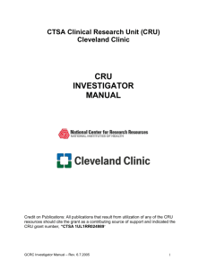 GCRC Application and Protocol - Cleveland Clinic Lerner Research