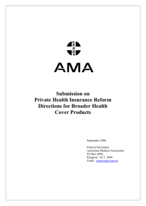 AMA Submission: PHI reform – Broader Health Cover Products