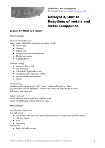 Unit E: Reactions of metals and metal compounds