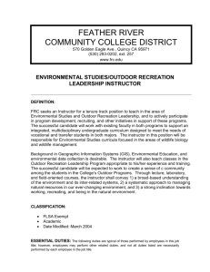 Environmental Studies/ Outdoor Recreation Leadership Instructor