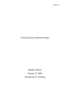 Field Experience Reflection Paper