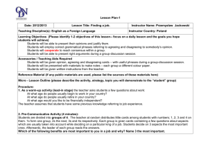 Lesson Plan-1 Date: 2012/2013 Lesson Title: Finding a job