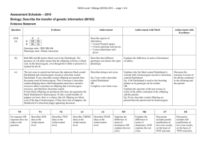 Level 1 Biology (90163) 2010 Assessment Schedule