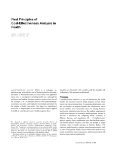 First Principles of Cost  Effectiveness Analysis in Health