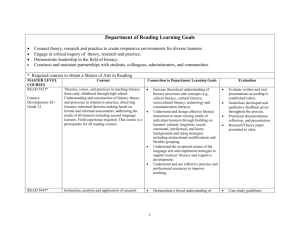 Department of Reading Learning Goals