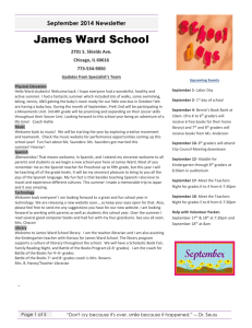 September 2014 Newsletter James Ward School 2701 S. Shields