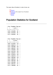 The major cities of Scotland, in order of size, are: